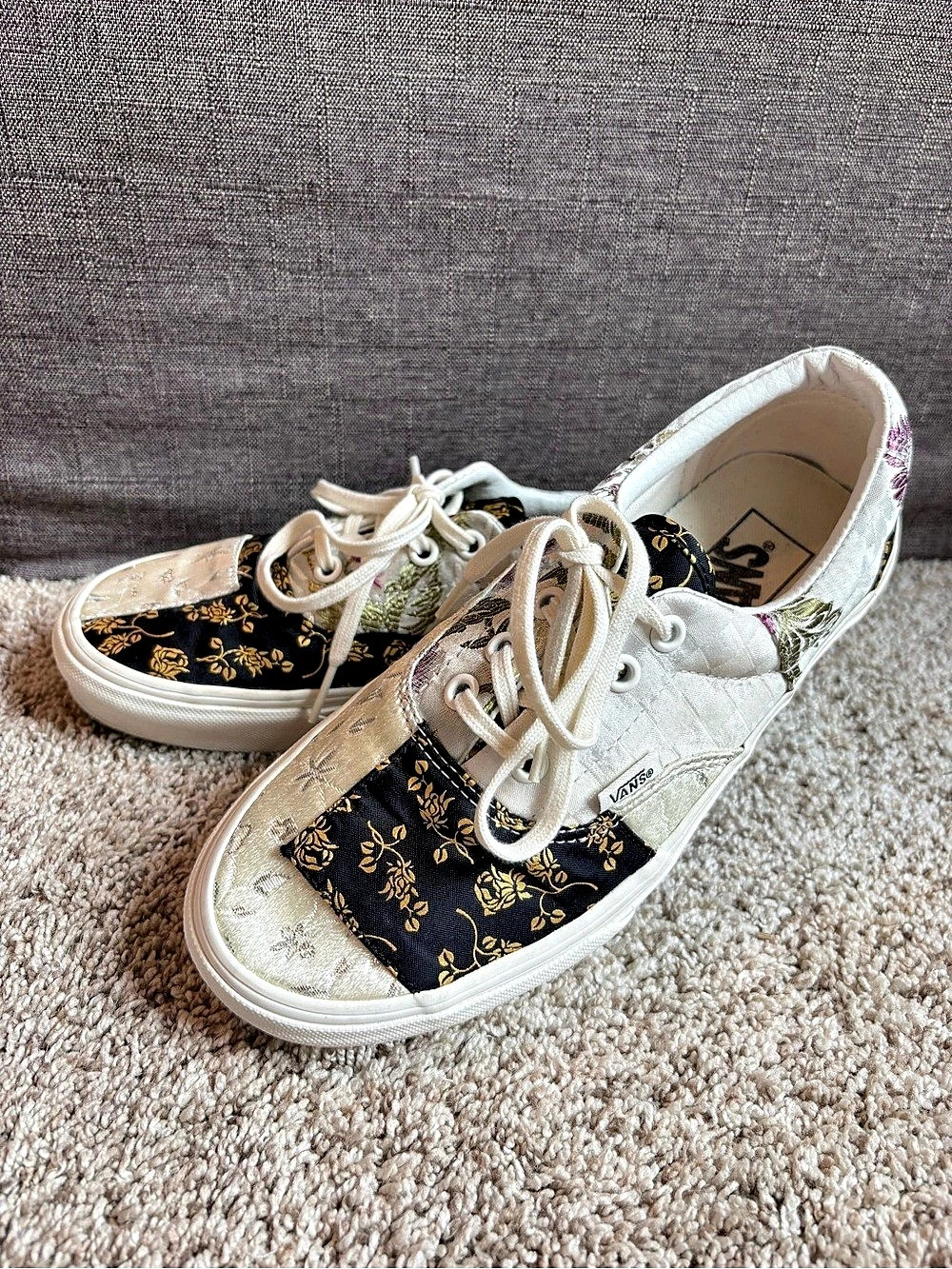 Vans Era Patchwork Color Block Sneakers in White & Black size 9